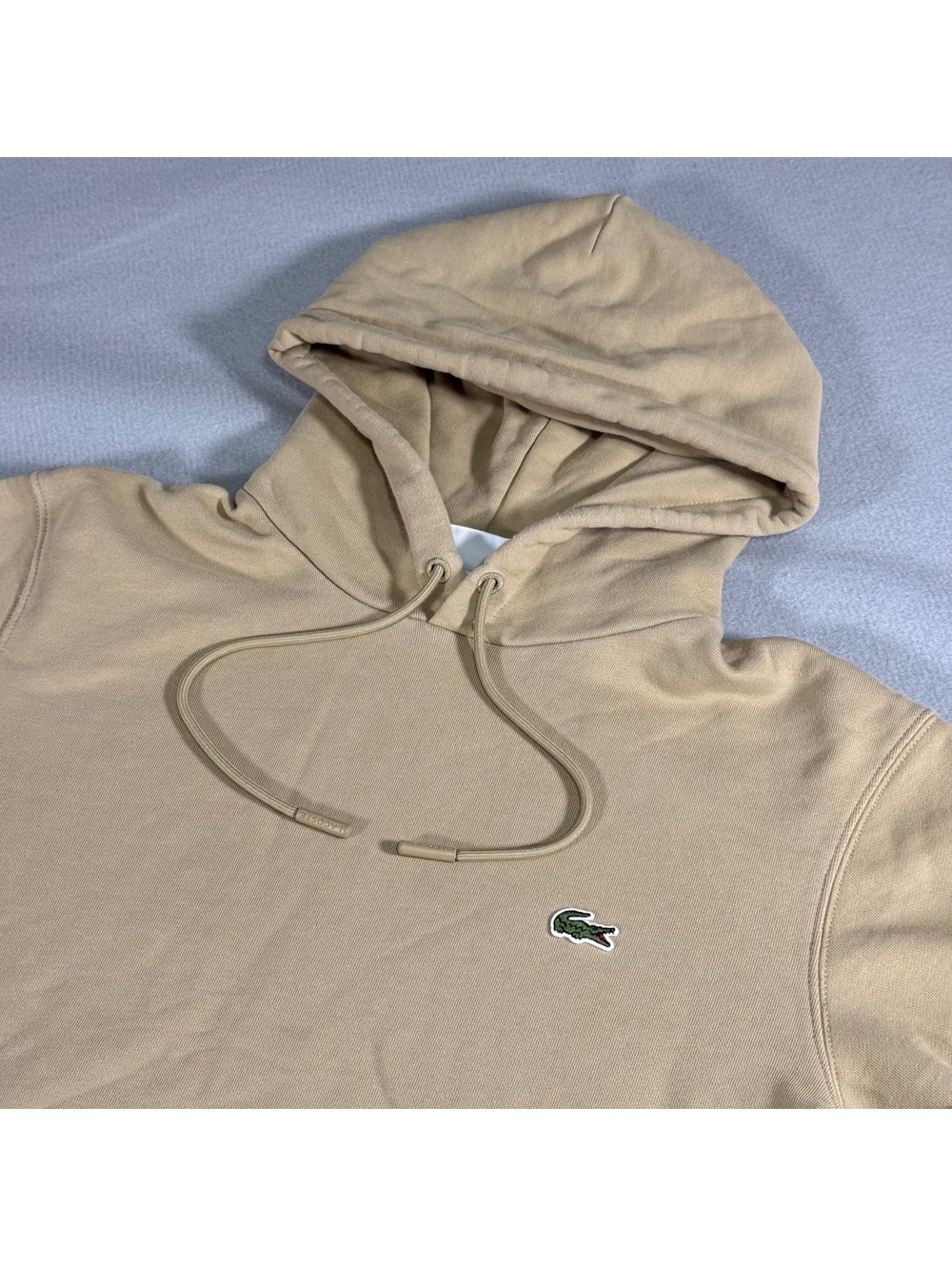 Lacoste men’s tan hoodie size M classic fit 100% cotton
